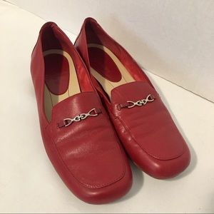 Trotters Red Leather Loafers Womens 7N